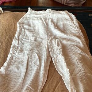 Aerie White Linen Pants
